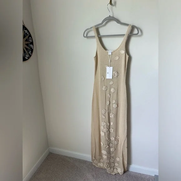 Caroline Constas | Dresses | Caroline Constas Gold Floral Semi Sheer Maxi |  Poshmark